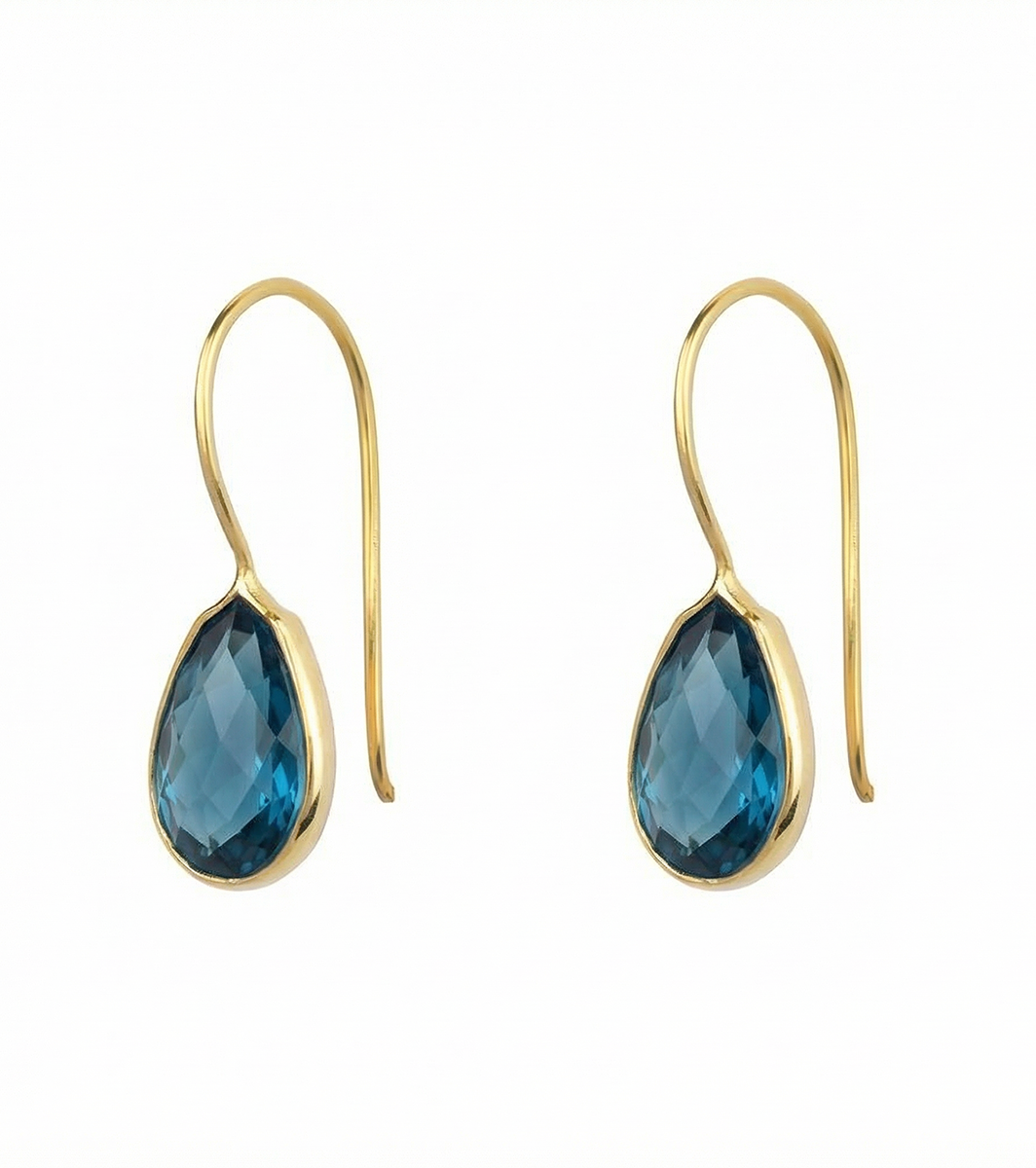 Oorbellen Druppel Blauw Topaas