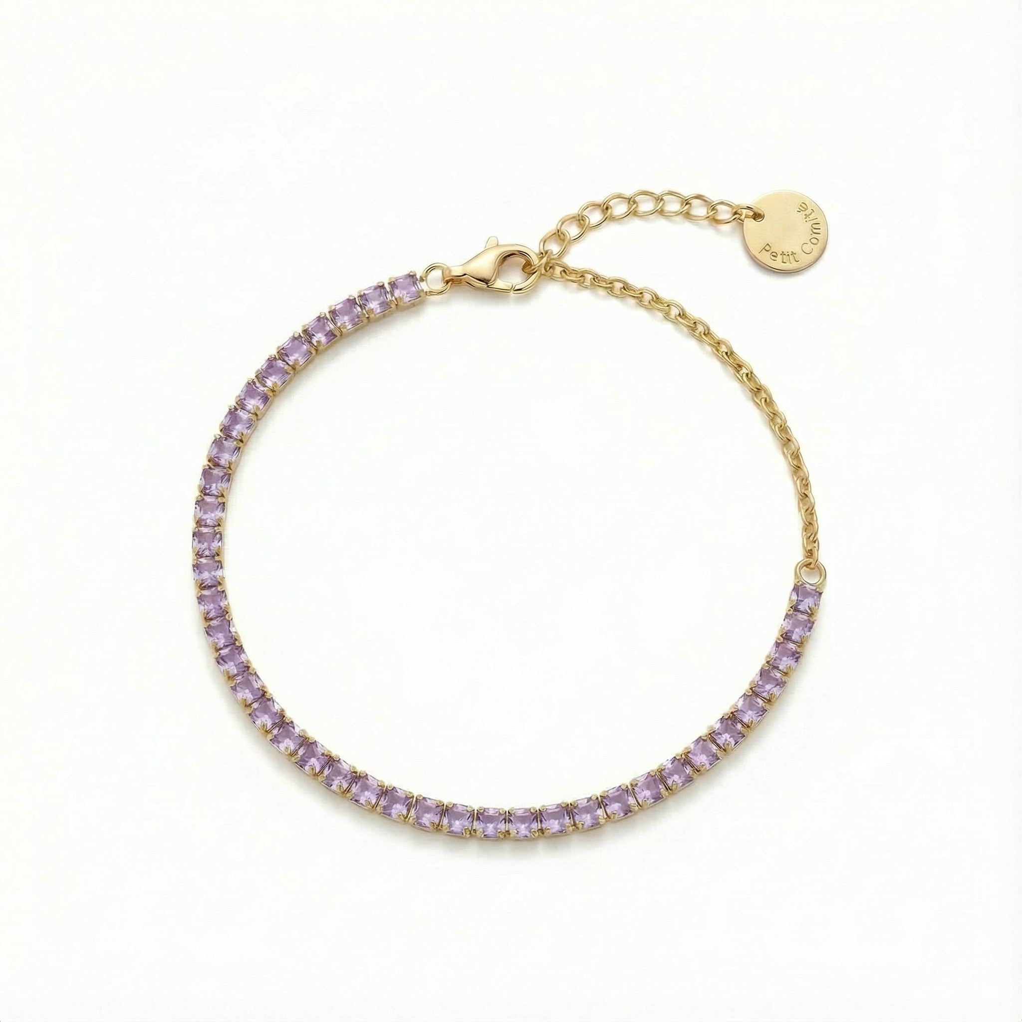 Tennis Bracelet Geboortesteen Februari Amethist Diamand