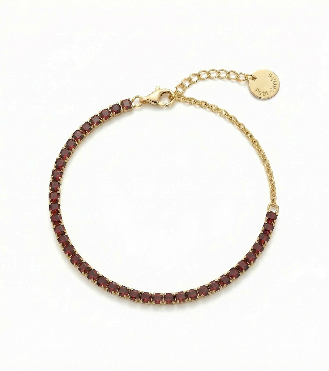 Tennis Bracelet Geboortesteen Januari Granaat Diamand