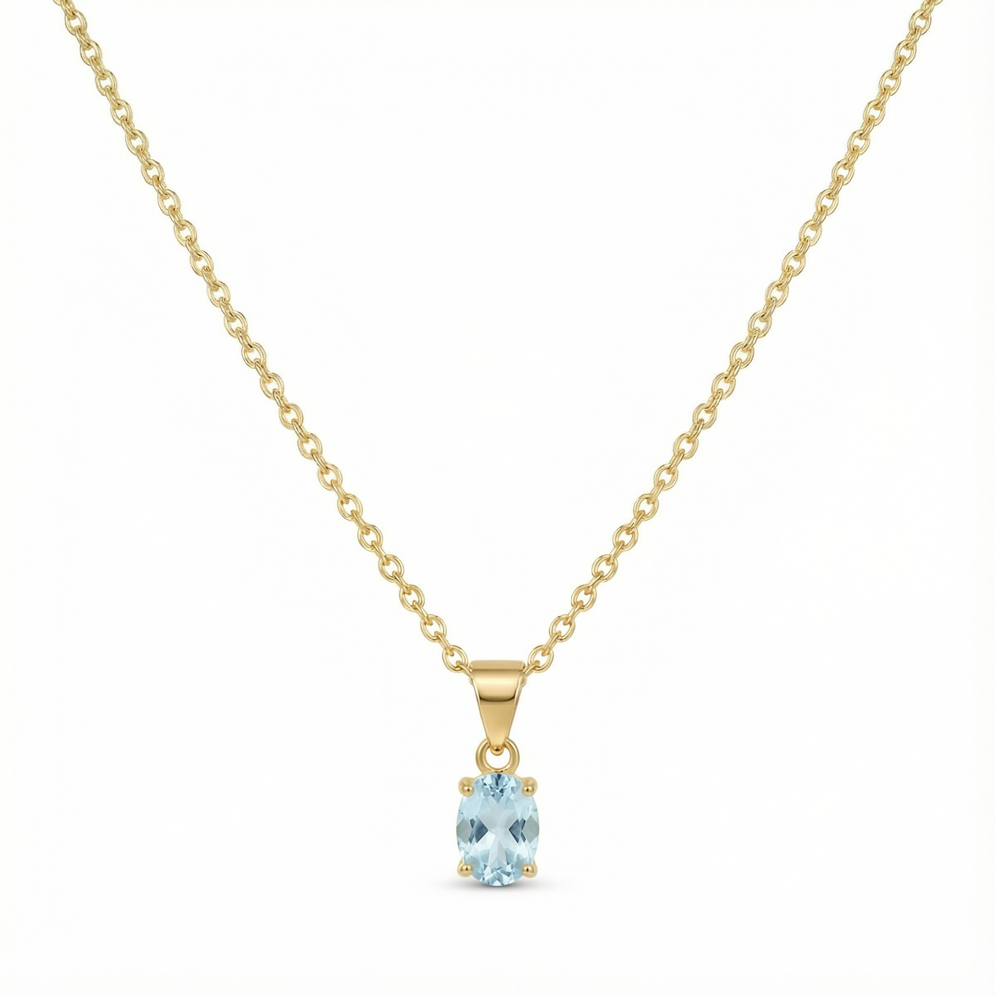 Vintage Ketting Geboortesteen December Blauw Topaas